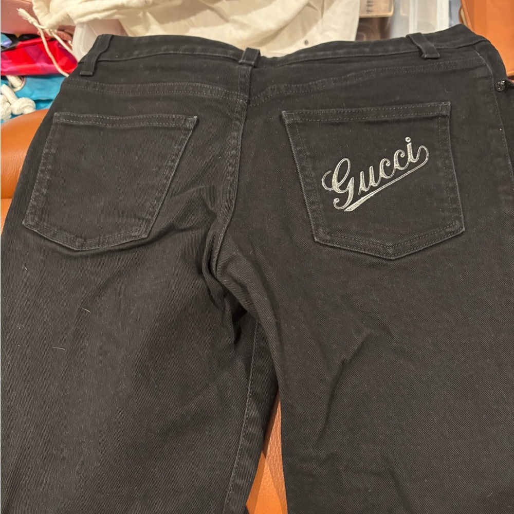 Gucci Black Flare Jeans with Script Logo